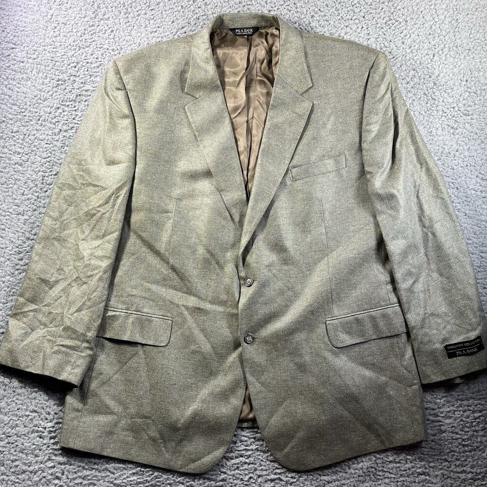 Jos A Bank Executive Blazer Mens 52R Green Multicolor Fleck 100% Silk Sport Coat